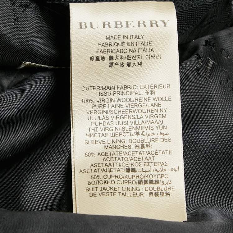 Pre Owned Burberry Black Virgin Wool Single Breasted Blazer S