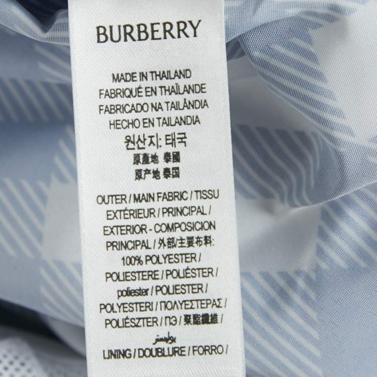 Pre Owned Burberry Blue Tri Bar Checks Synthetic Swim Shorts XS