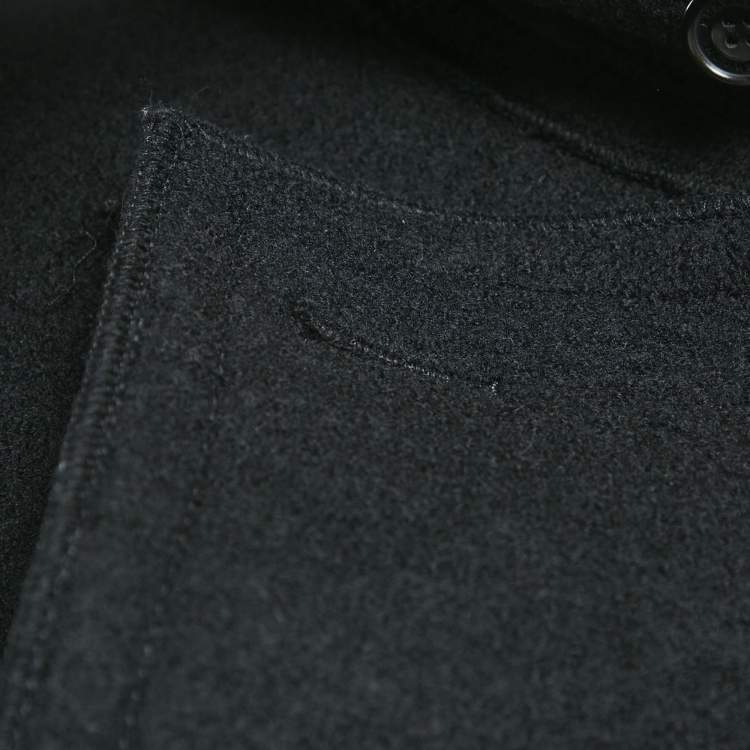 Pre Owned Burberry Black Wool Fur Collar Detail Double Breasted Coat XXL