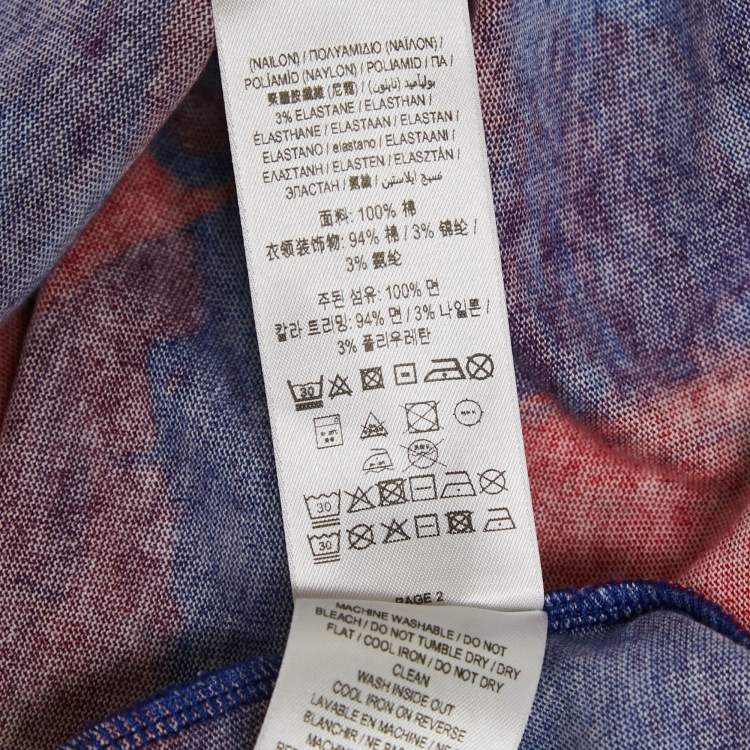 Pre Owned Burberry Blue Swan Print Cotton Crew Neck T-Shirt S