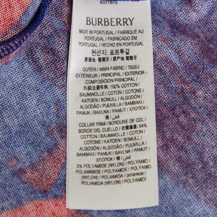 Pre Owned Burberry Blue Swan Print Cotton Crew Neck T-Shirt S
