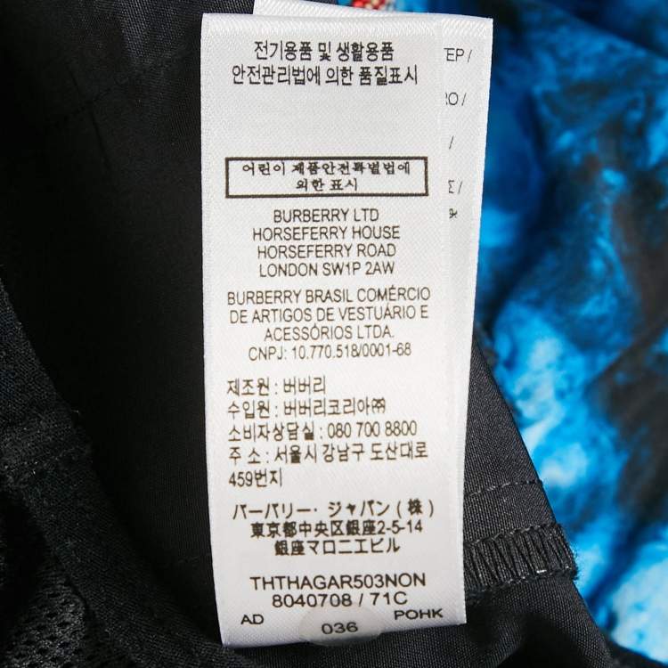 Pre Owned Burberry Midnight Blue Printed Synthetic Drawstring Swim Shorts M