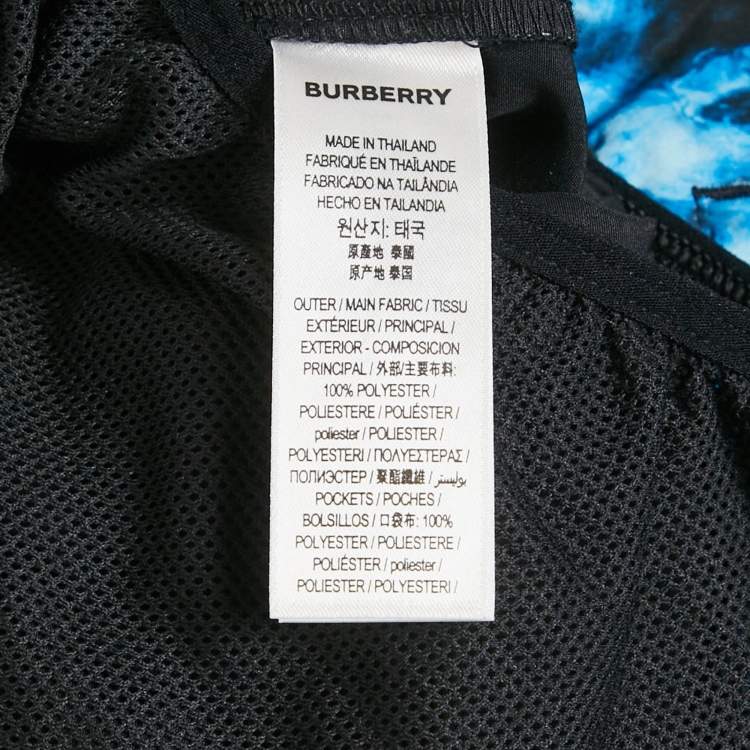Pre Owned Burberry Midnight Blue Printed Synthetic Drawstring Swim Shorts M