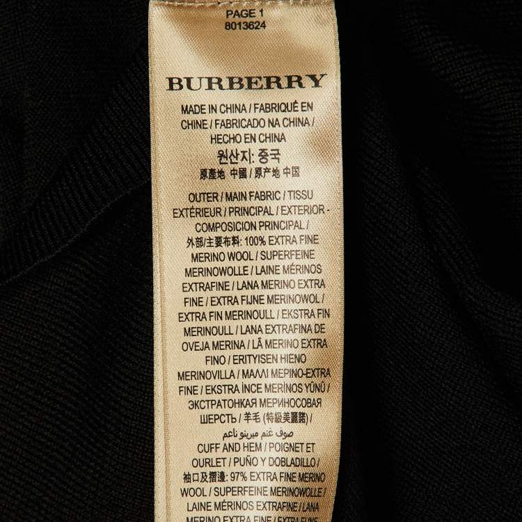 Pre Owned Burberry Black Merino Wool Benton V-Neck Sweater S