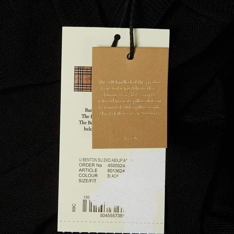 Pre Owned Burberry Black Merino Wool Benton V-Neck Sweater S