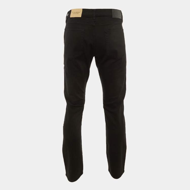 Pre Owned بنطال جينز بربري بقصة مستقيمة دنيم أسود بحجم كبير خصر 34 بوصة