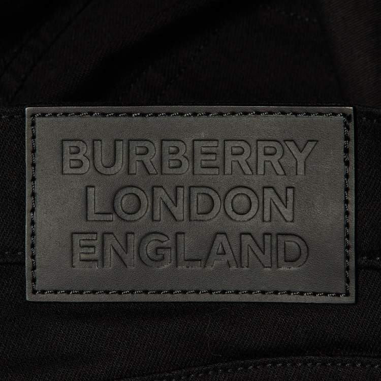 Pre Owned بنطال جينز بربري بقصة مستقيمة دنيم أسود بحجم كبير خصر 34 بوصة