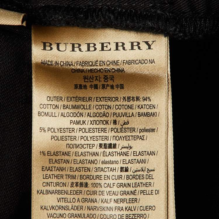 Pre Owned بنطال جينز بربري بقصة مستقيمة دنيم أسود بحجم كبير خصر 34 بوصة