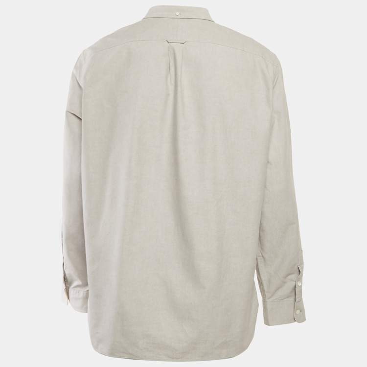 مملوكة مسبقًا قميص بربري قطن رمادي بأزرار أمامية مقاس كبير جدًا - إكس إكس لارج