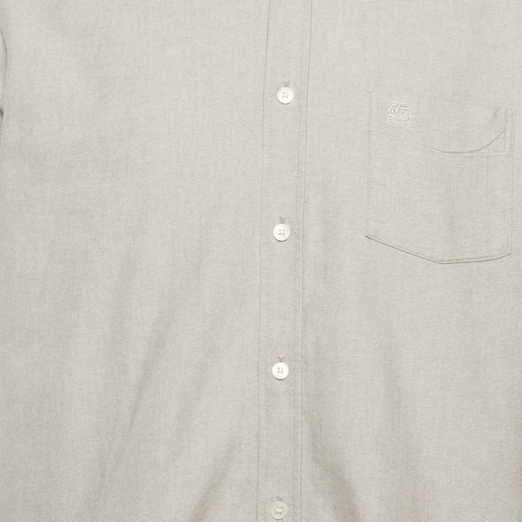 مملوكة مسبقًا قميص بربري قطن رمادي بأزرار أمامية مقاس كبير جدًا - إكس إكس لارج