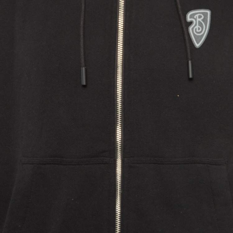Pre Owned Burberry Black Cotton Zip-Up Hoodie M