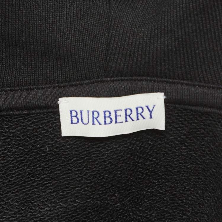 Pre Owned Burberry Black Cotton Zip-Up Hoodie M