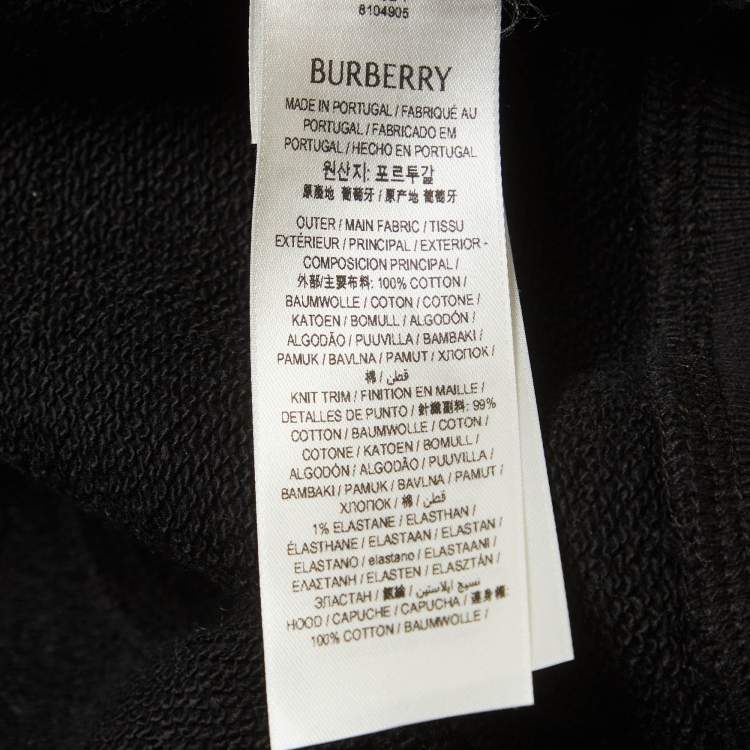 Pre Owned Burberry Black Cotton Zip-Up Hoodie M