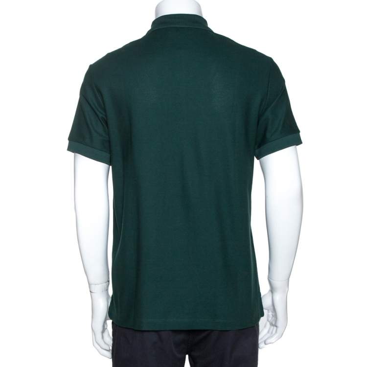 Pre Owned Burberry Green Triple Archive Logo Embroidered Cotton Polo T-Shirt M