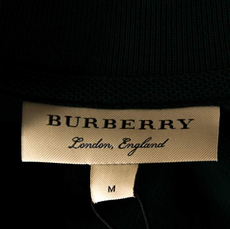 Pre Owned Burberry Green Triple Archive Logo Embroidered Cotton Polo T-Shirt M