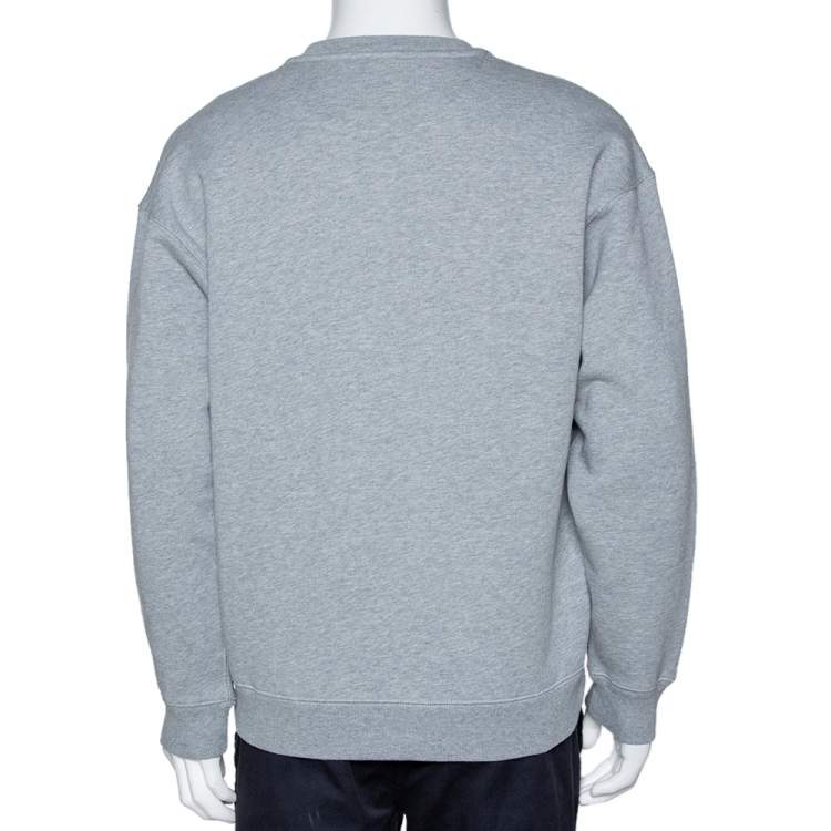 Pre Owned Burberry Grey Fleece Back Cotton Blend Logo Embroidered Sweatshirt M