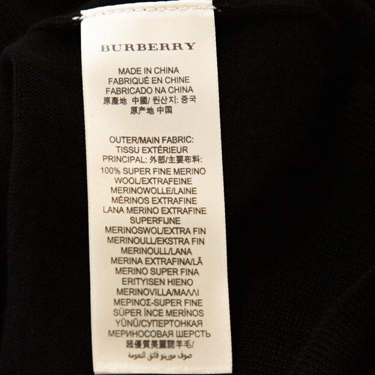 Pre Owned Burberry Black Merino Wool Lainson V-Neck Sweater S