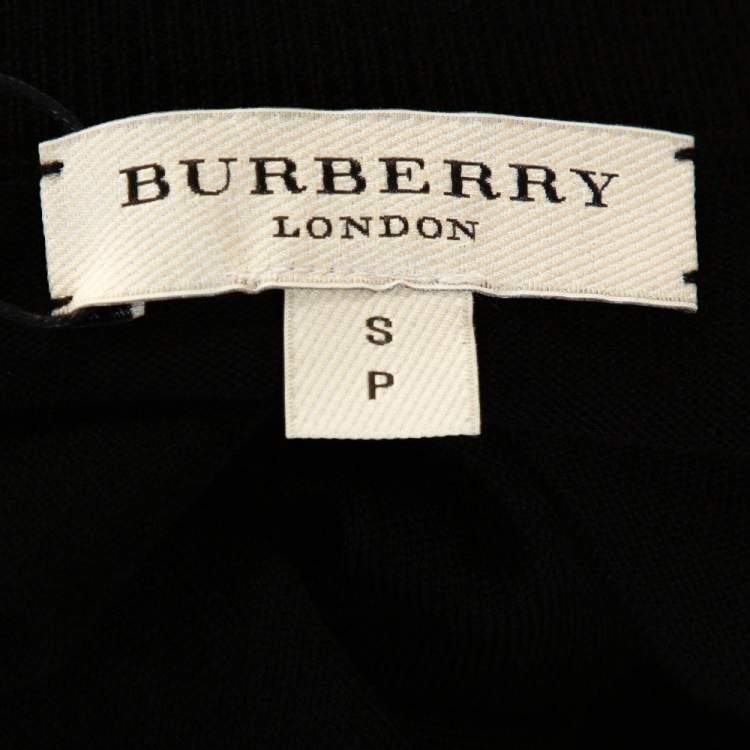 Pre Owned Burberry Black Merino Wool Lainson V-Neck Sweater S