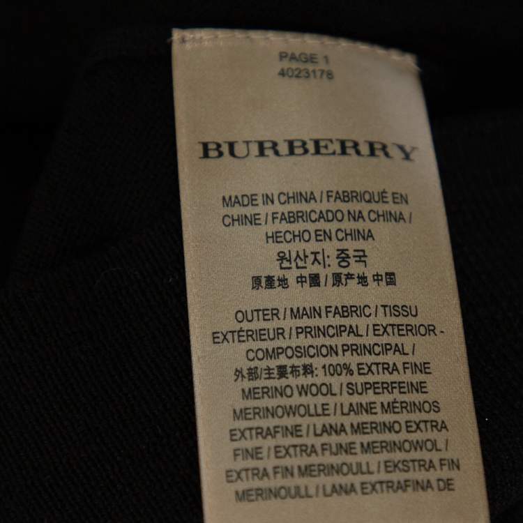 Pre Owned Burberry Black Merino Wool V-Neck Sweater S