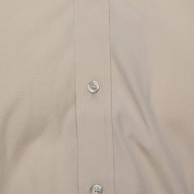 Pre Owned Burberry Stone Stretch Cotton Long Sleeve Shirt S