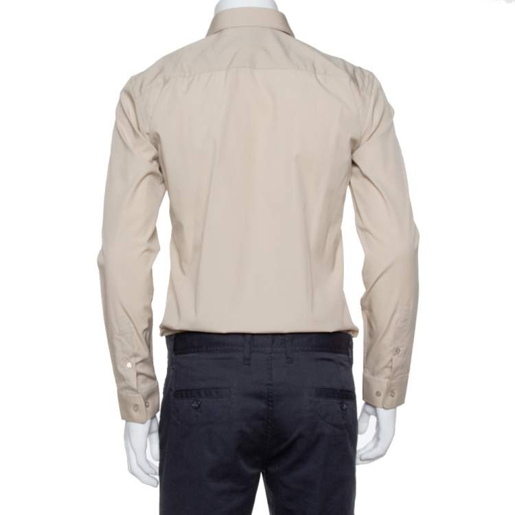 Pre Owned Burberry Stone Stretch Cotton Long Sleeve Shirt S