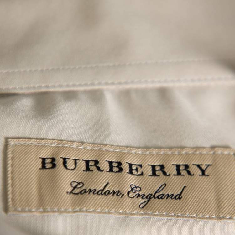 Pre Owned Burberry Stone Stretch Cotton Long Sleeve Shirt S