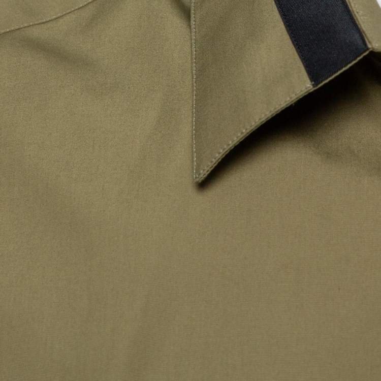 Pre Owned Burberry London Khaki Cotton Logo Detail Long Sleeve Button Front Shirt XXL