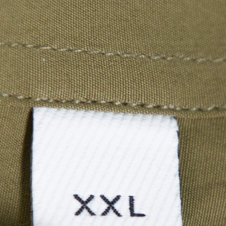 Pre Owned Burberry London Khaki Cotton Logo Detail Long Sleeve Button Front Shirt XXL