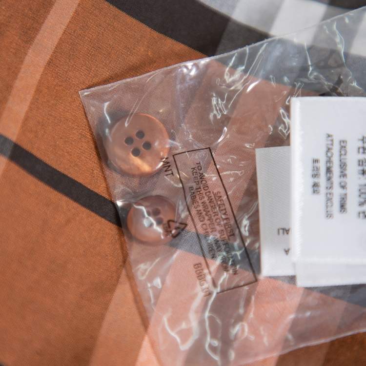 Pre Owned Burberry Brown Vintage Check Cotton Button Front Shirt L