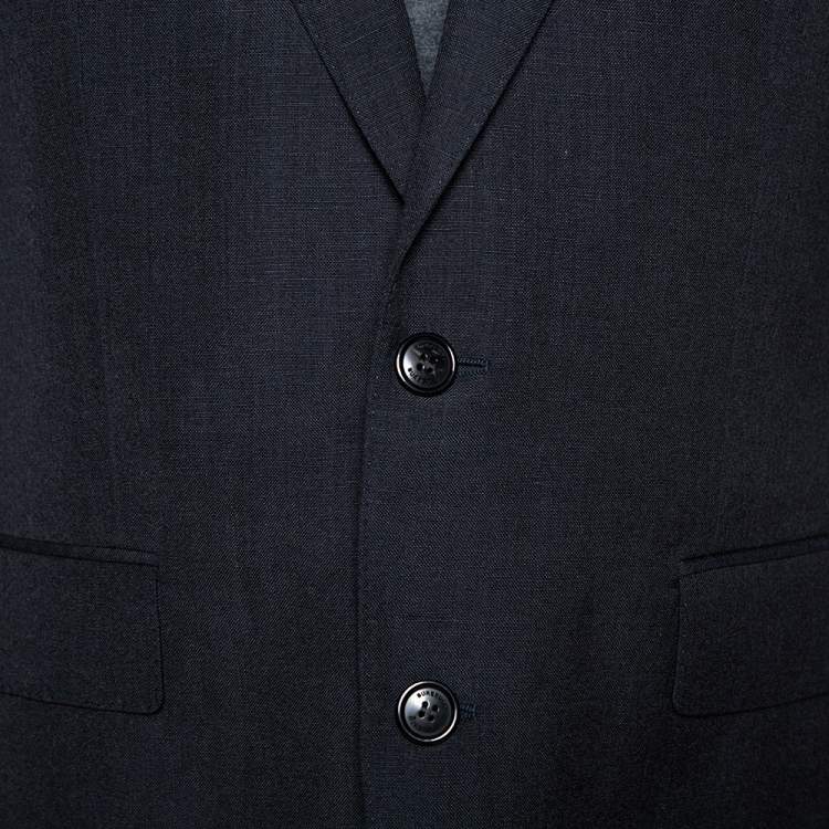 Pre Owned Burberry Navy Blue Wool & Linen Classic Tailored Blazer XL
