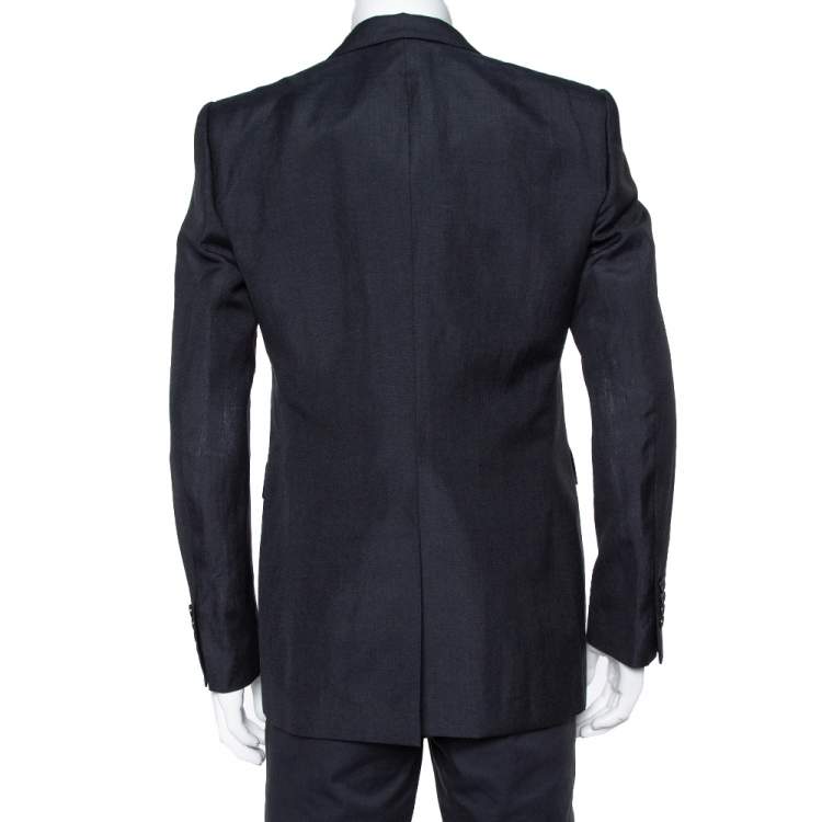 Pre Owned Burberry Navy Blue Wool & Linen Classic Tailored Blazer XL