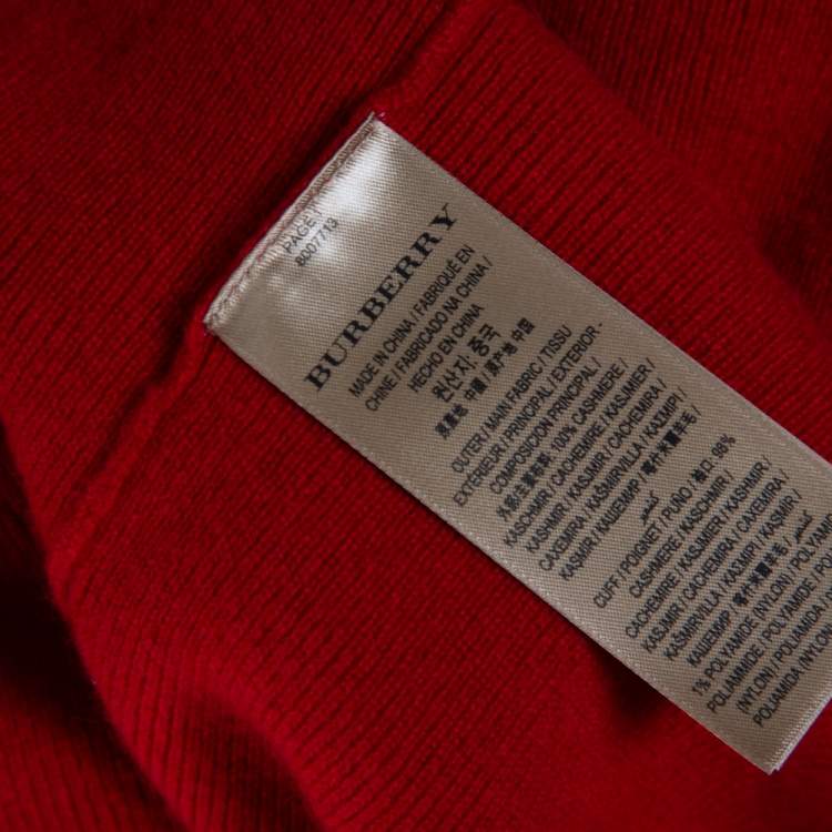Pre Owned Burberry Red Cashmere Hendon Quarter Zip Sweater L