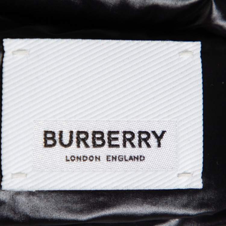 Pre Owned Burberry Black Synthetic Birkenshaw Logo Patch Detail Quilted Down Jacket XS
