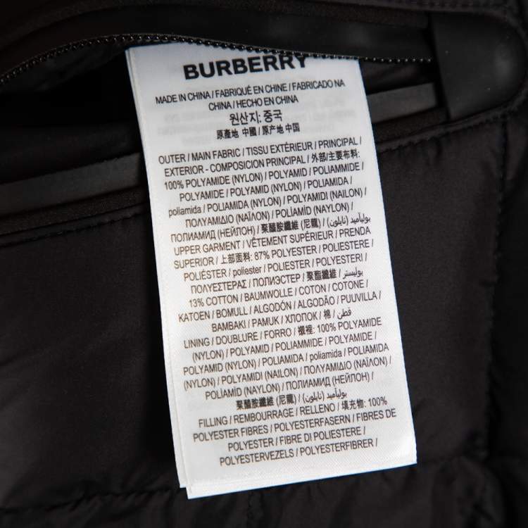 Pre Owned Burberry Black Synthetic Birkenshaw Logo Patch Detail Quilted Down Jacket XS