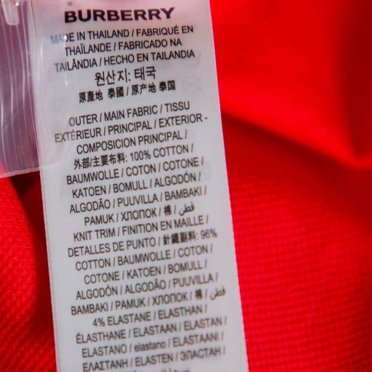 Pre Owned Burberry Red Honeycomb Knit Polo T-Shirt L