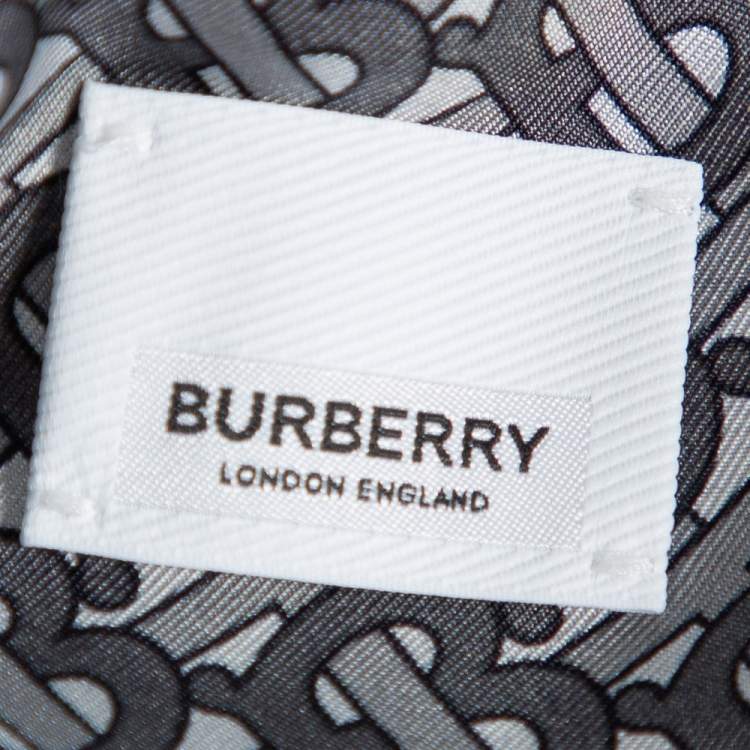 Pre Owned Burberry Grey Logo Monogram Printed Silk Button Front Shirt XL
