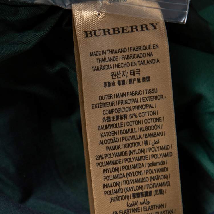 Pre Owned Burberry Green Checked Cotton Button Down Shirt XL