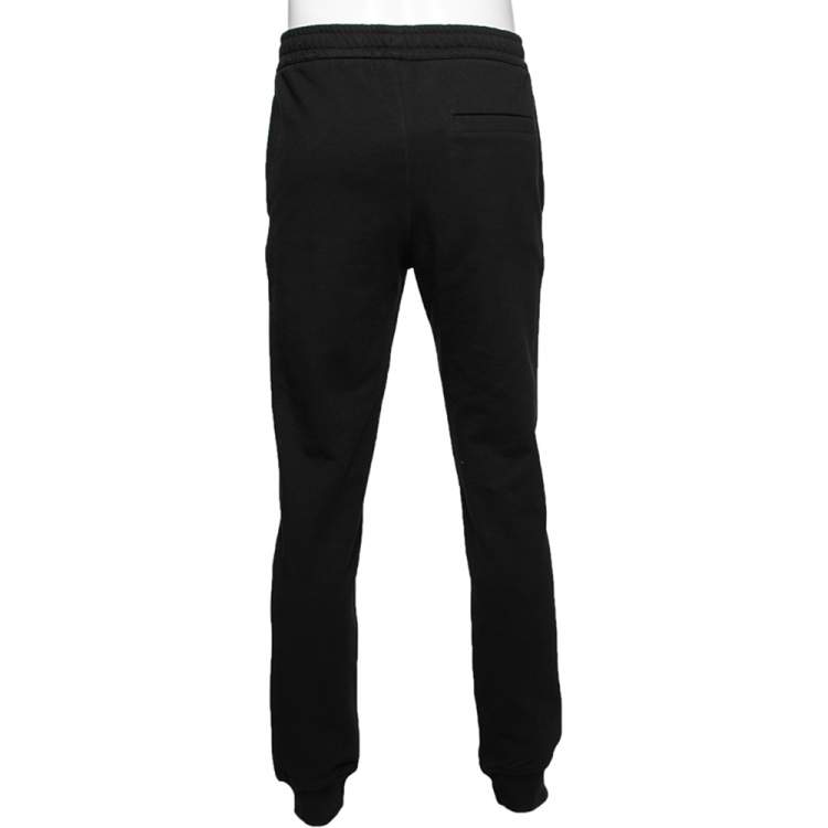 Pre Owned Burberry Black Cotton Logo Embroidered Sweatpants M