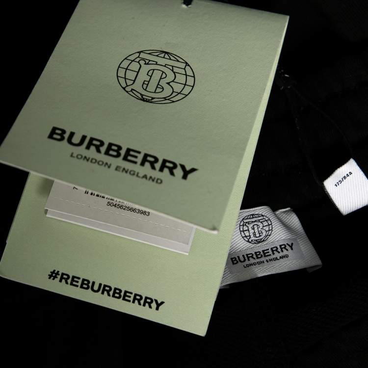 Pre Owned Burberry Black Cotton Logo Embroidered Sweatpants M
