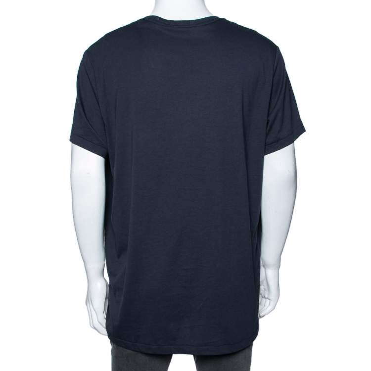 Pre Owned Burberry Navy Blue Cotton Crew Neck Top XXXL