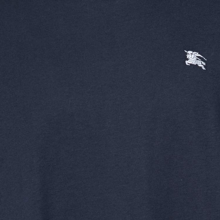 Pre Owned Burberry Navy Blue Cotton Crew Neck Top XXXL