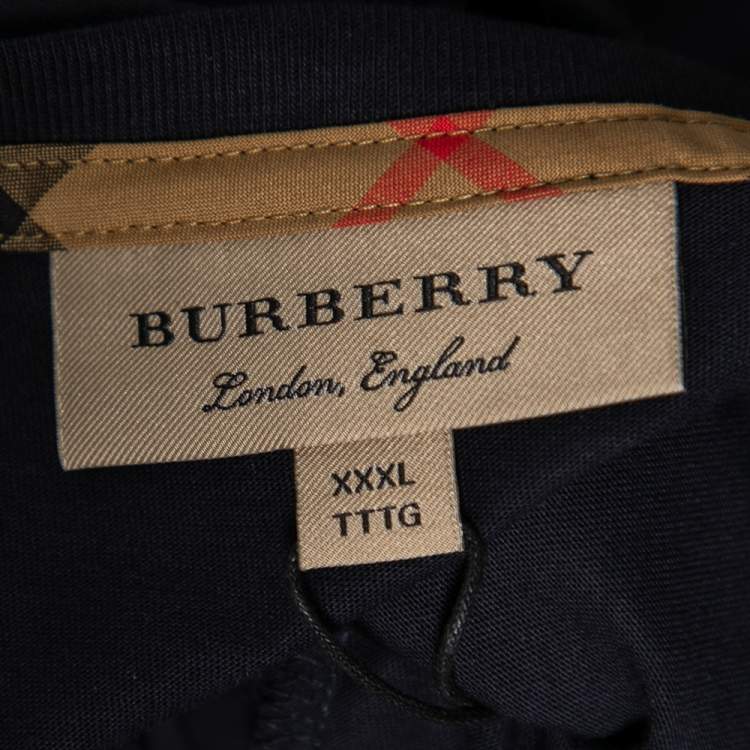 Pre Owned Burberry Navy Blue Cotton Crew Neck Top XXXL