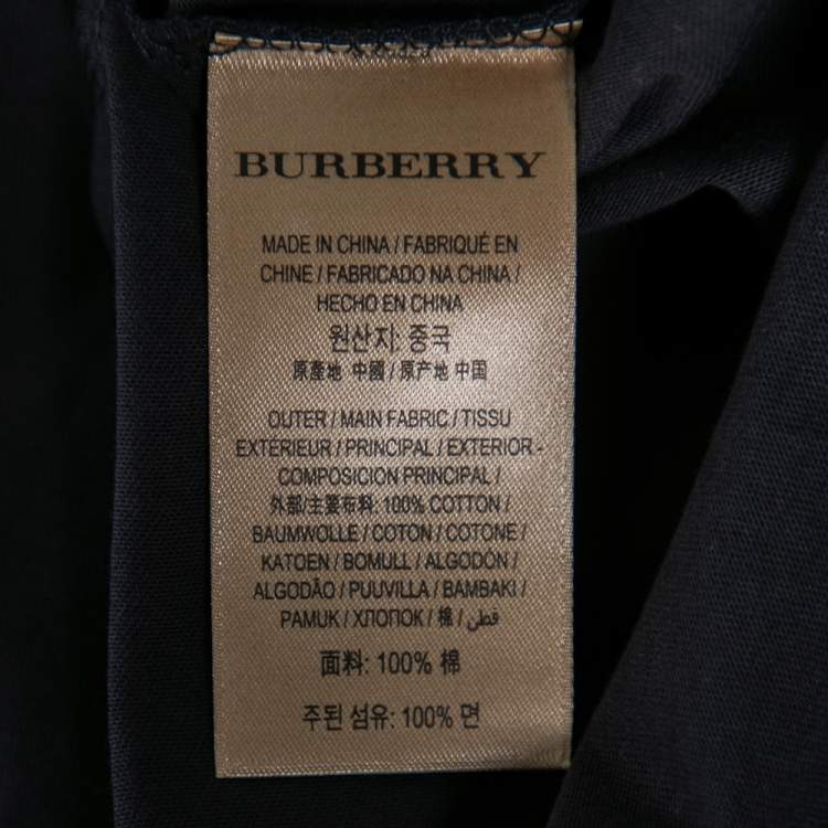 Pre Owned Burberry Navy Blue Cotton Crew Neck Top XXXL