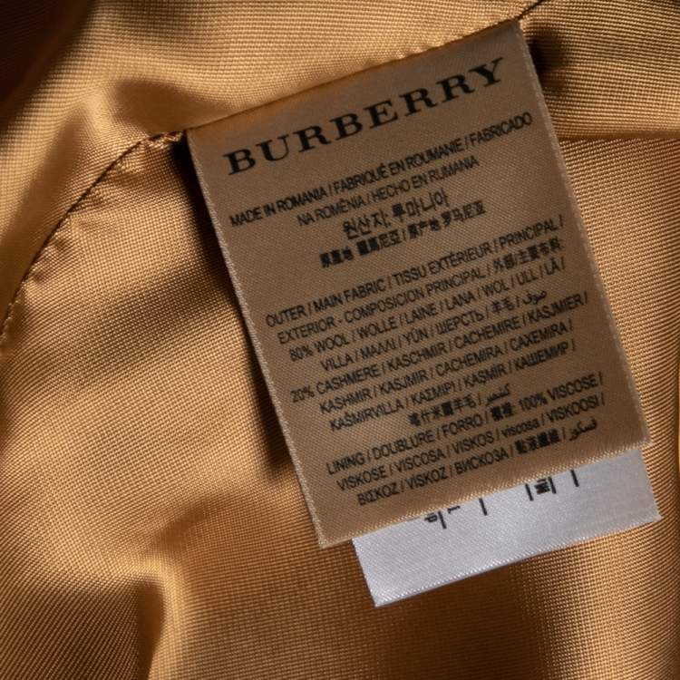 Pre Owned Burberry Antique Yellow Regular Chelsea and Kensington Fit Heritage Coat Warmer XL
