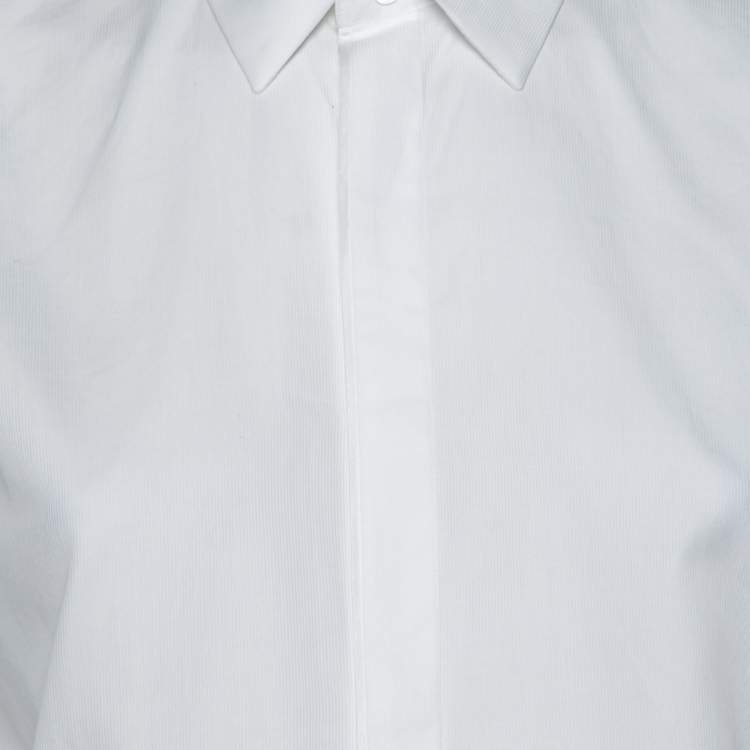 Pre Owned Burberry White Cotton Slim Fit Long Sleeve Shirt XS