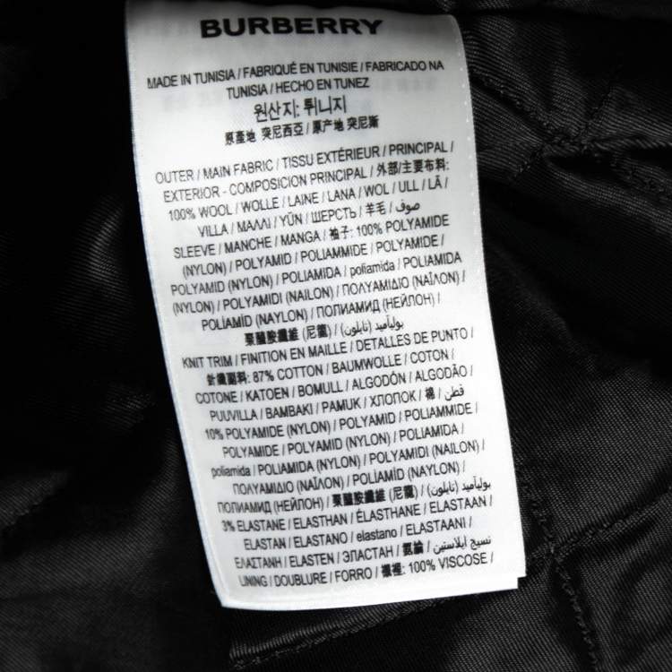 Pre Owned Burberry Black and White Graphic Pattern Wool Padfield Bomber Jacket M