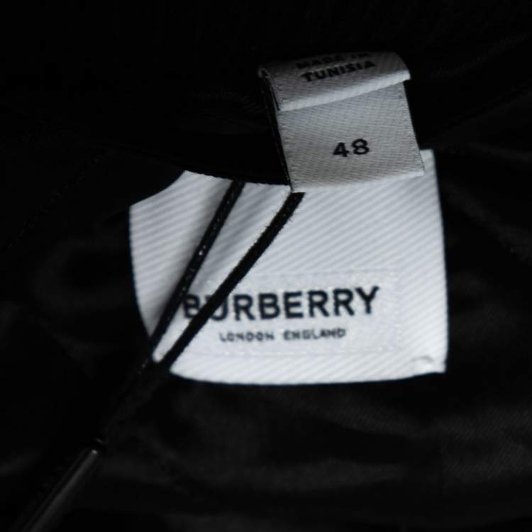 Pre Owned Burberry Black and White Graphic Pattern Wool Padfield Bomber Jacket M