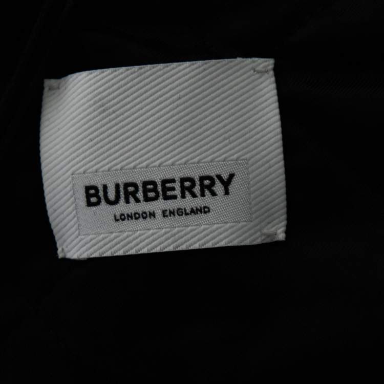 Pre Owned Burberry Black and White Graphic Pattern Wool Padfield Bomber Jacket M