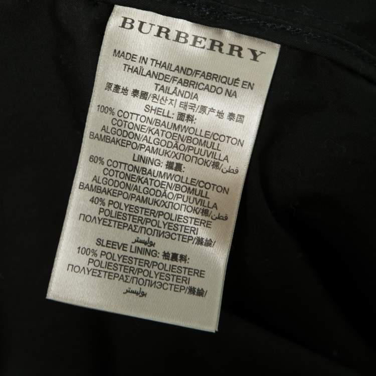 Pre Owned Burberry Brit Black Cotton Double Breasted Belted Lightweight Trench Coat L