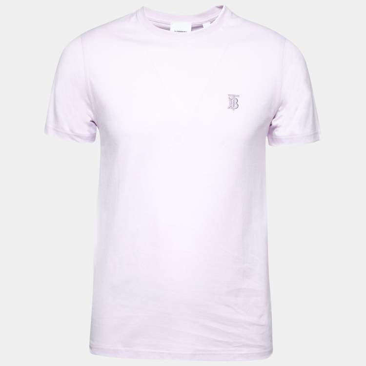 Burberry Lilac Cotton Logo Embroidered Short Sleeve T-Shirt
